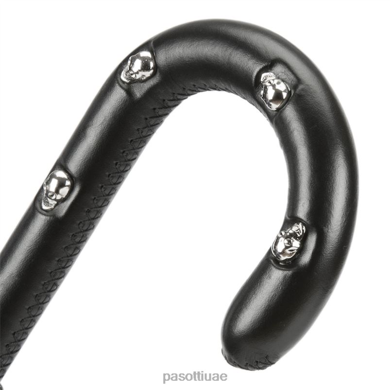 مظلة | 478 11780-142 h39t - مظلة سوداء مموهة، مقبض جلدي مع جماجم PASOTTI Z446V63